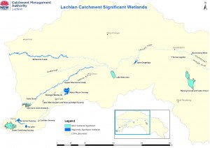 Nationally and regionally signficant wetlands of the Lachlan Catchment (Map: Lachlan CMA, Cowra).