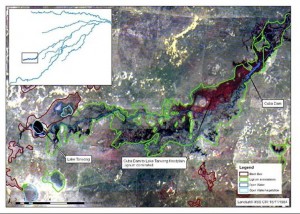 Satellite image of Merrowie Creek and various features (Image: Lisa Thurtell, OEH)